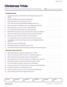 Christmas Trivia Questions + Answer Key