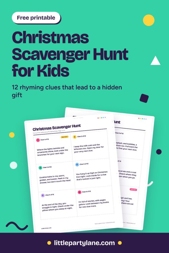 Free Printable Christmas Scavenger Hunt (12 Rhyming Clues for Kids)